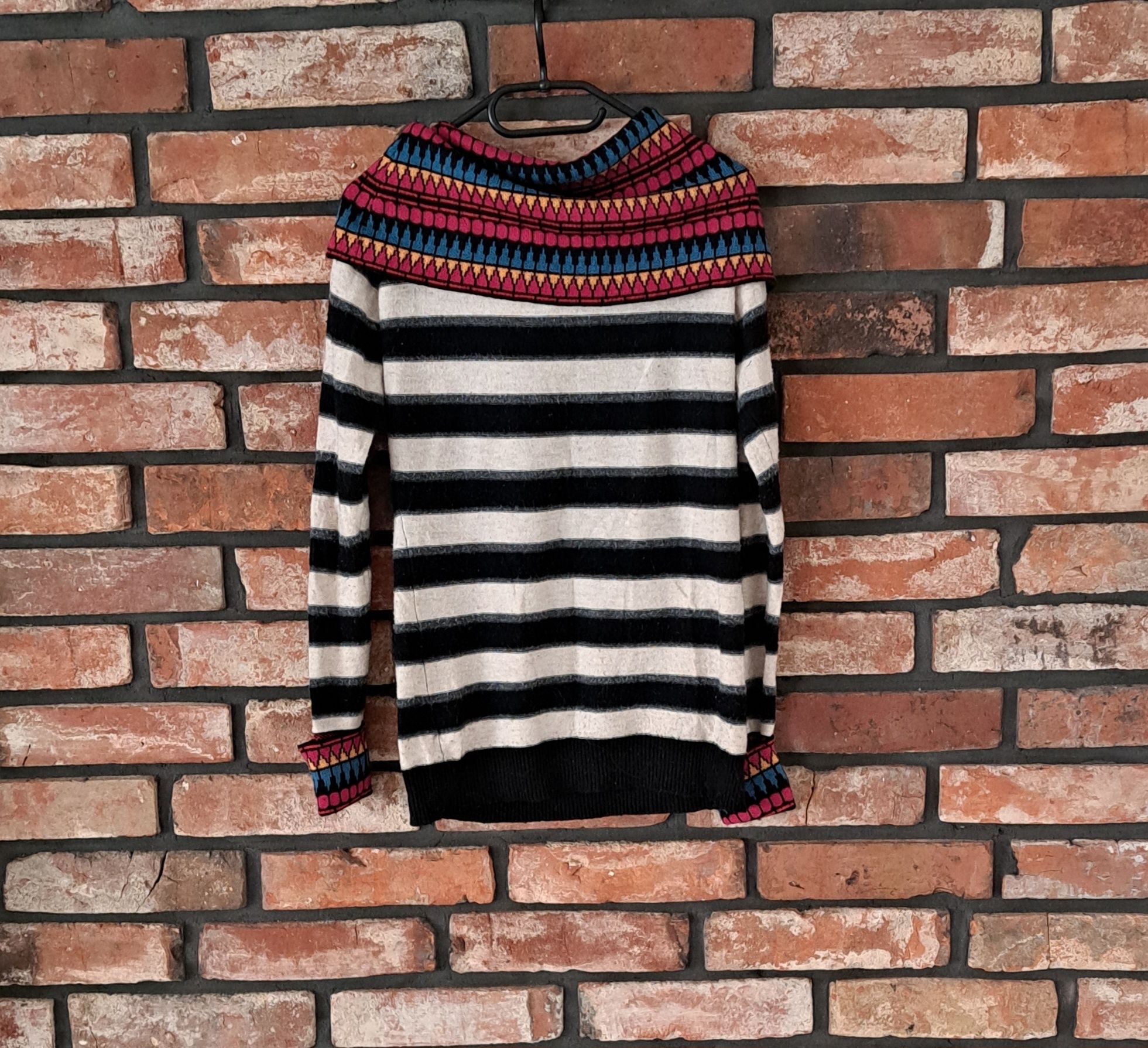 Desigual lekki sweter z kominem wełna angora oryginał L 40
