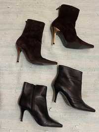 Женские кожанные ботинки на каблуке