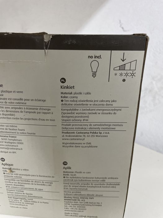 Kinkiet lampa zewnętrzna plastik szkło