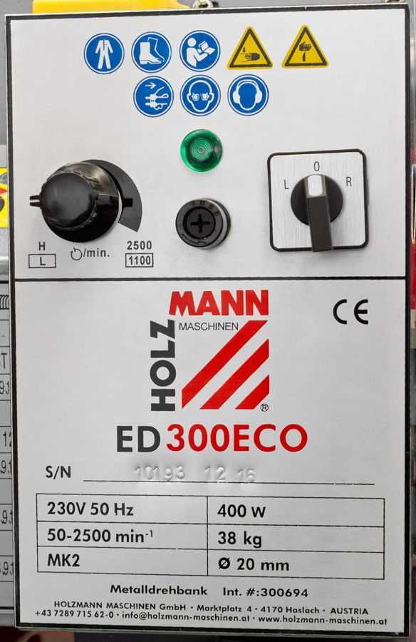 Torno mecânico HOLZMANN ED 300ECO 300 mm entre pontos