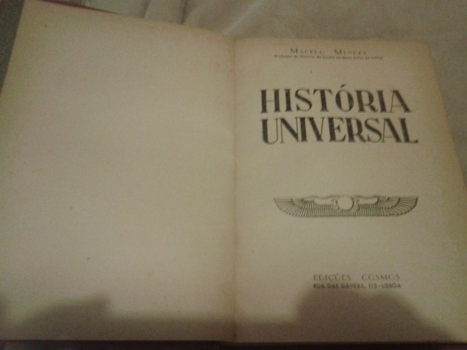 História Universal, 6 Volumes, Macedo Mendes, Ano 1939