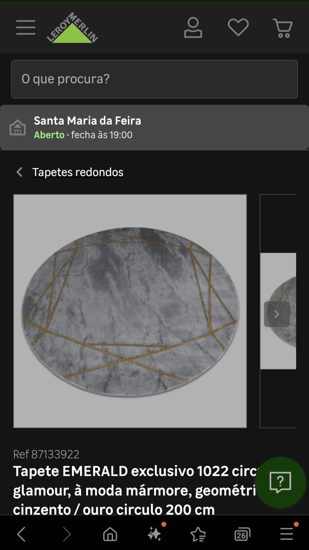 Tapete 200cm EMERALD circulo - à moda mármore, geométrico