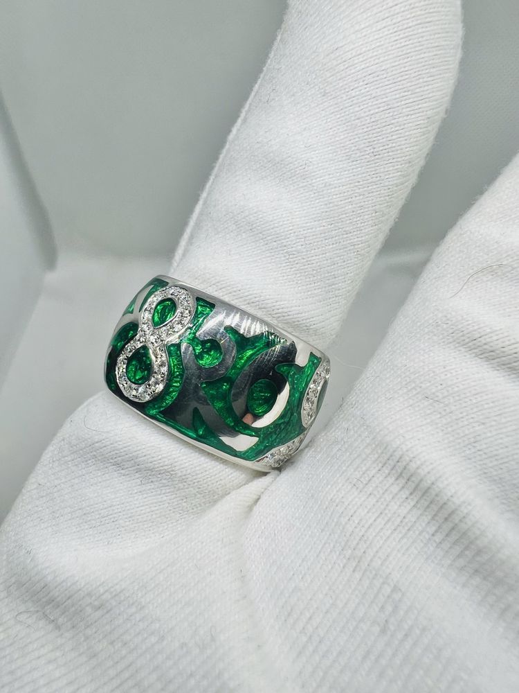 Золота каблучка FRANCK MULLER з діамантами 0.60 карат. Емаль. Оригінал