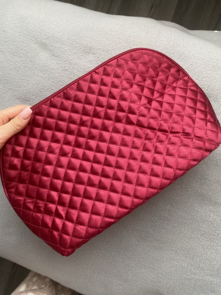 Topchoice nowa bordowa kosmetyczka pojemna nylon
