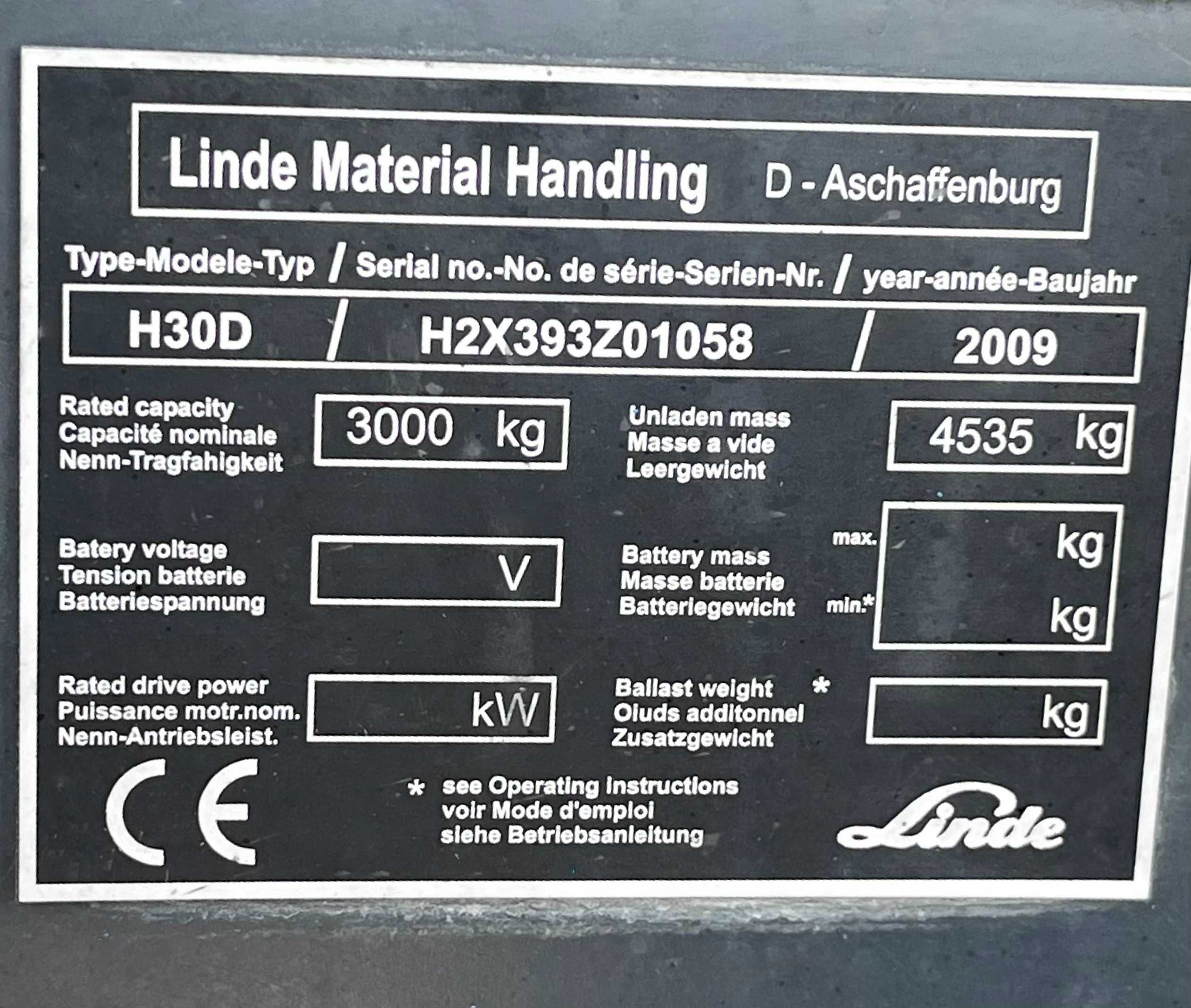 Wózek widłowy Linde H30D z 2009 roku - UDT