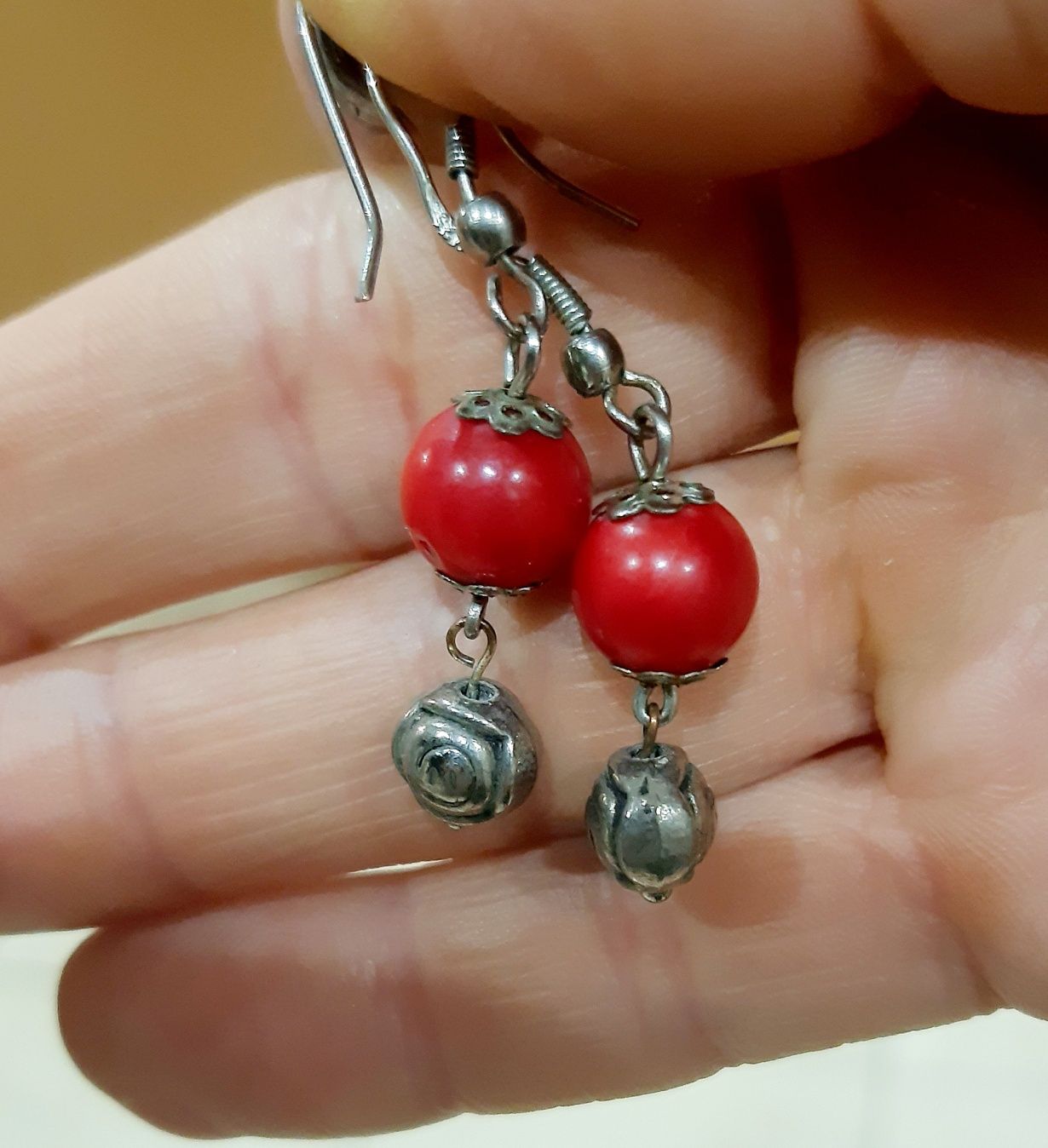 Серьги серебро с кораллами