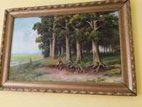 Obraz  olejny ręcznie malowany na płótnie 82 cm x 62 cm z lat 70-80.