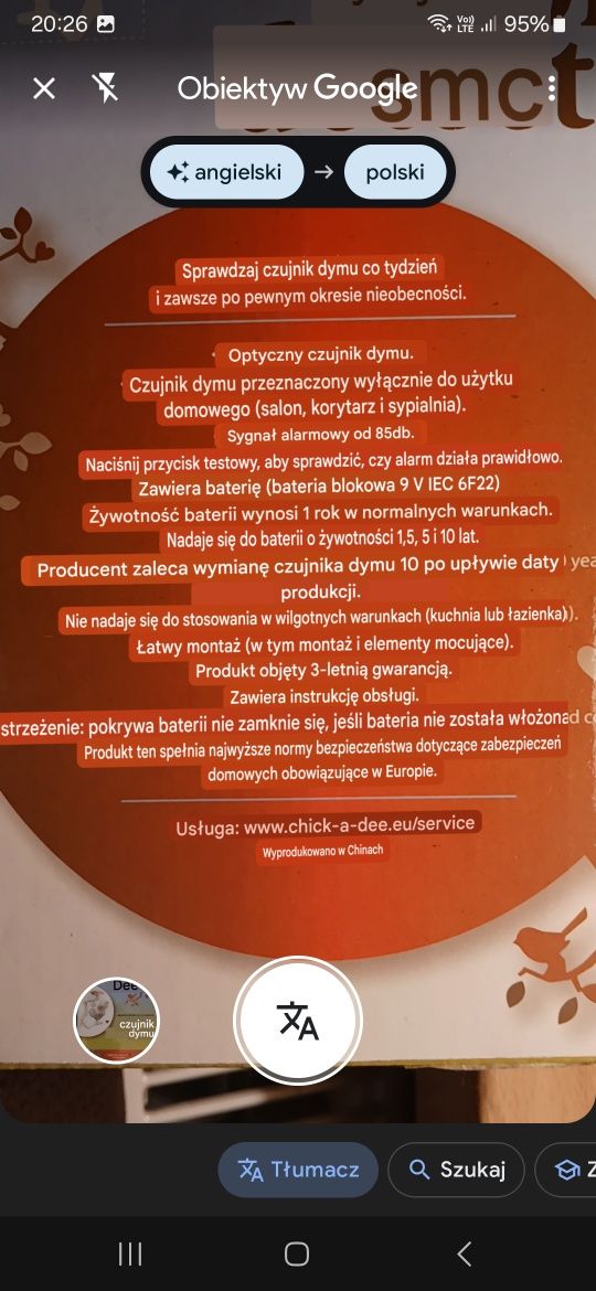 Optyczny czujnik dymu