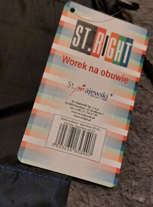worek na obuwie strój gimnastyczny st.right nasa czarno granatowy %%%