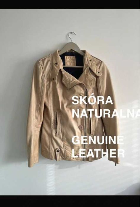 Ramoneska ze skóry naturalnej, damska kurtka roz. M