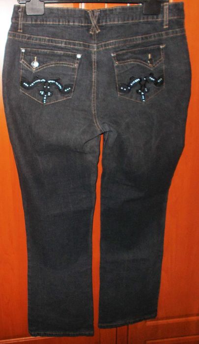 Spodnie jeansy stylowe rock black zdobione haft dżety XXL Joe Browns