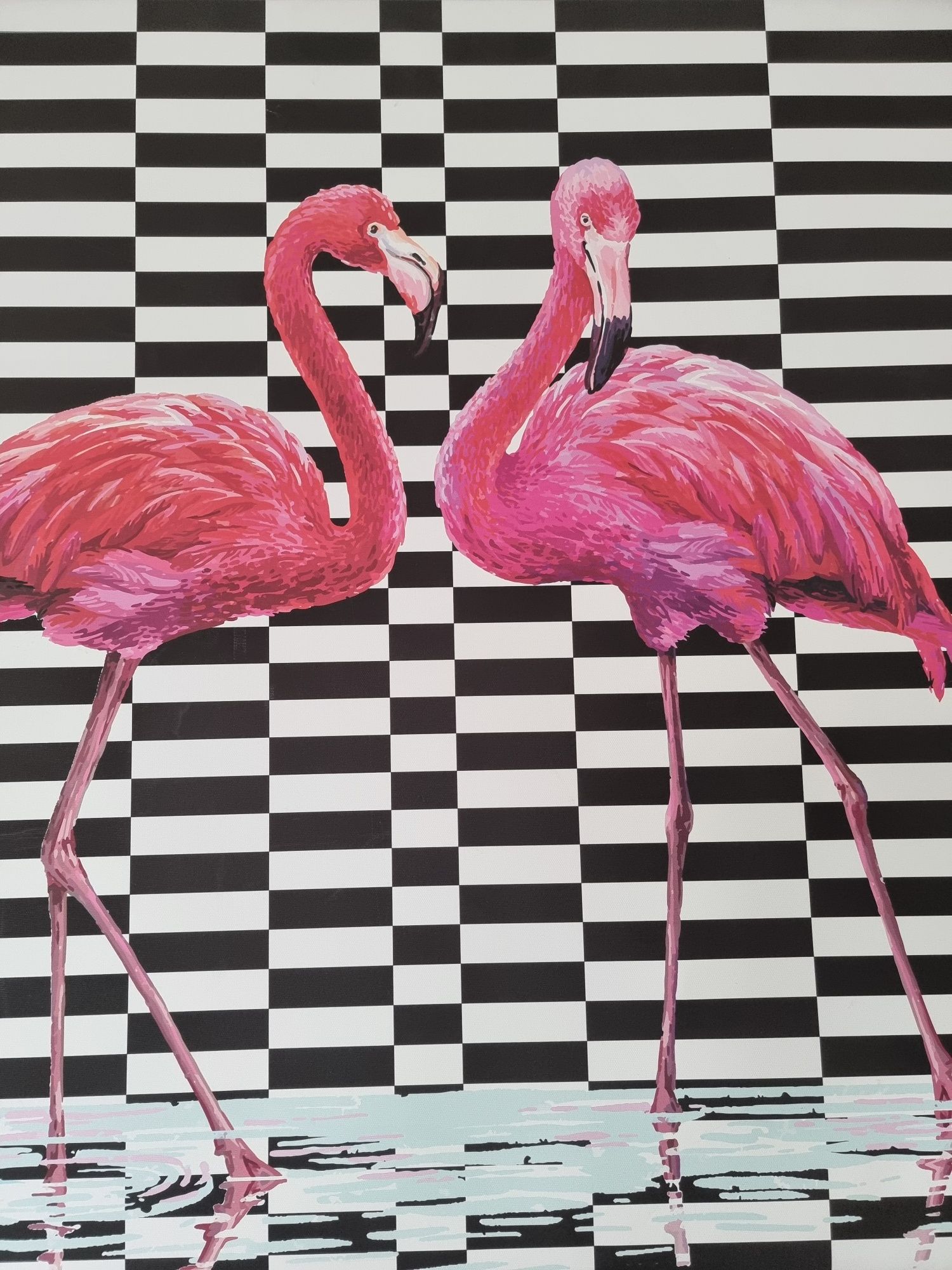 FLAMINGI. Obraz drukowany na płótnie 100x75