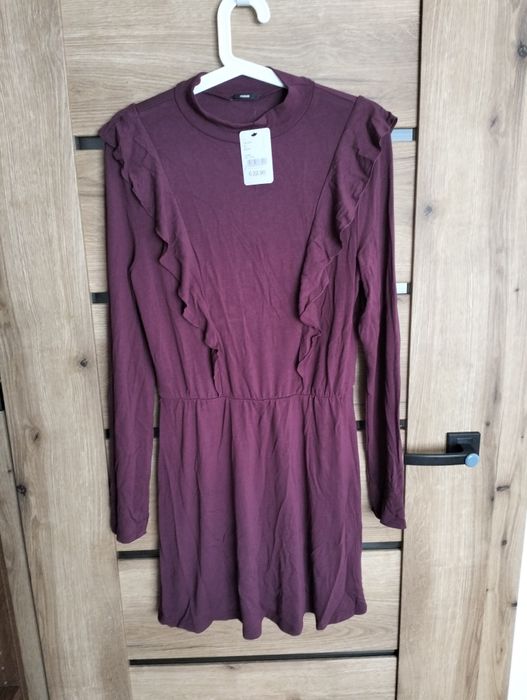 Tezenis, nowa wiskozowa sukienka damska śliwkowa,burgundowa, r.M/L