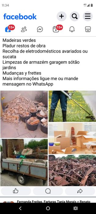 Fazo cargas de entulho e madeira e limpo armazens e verdes mundacas