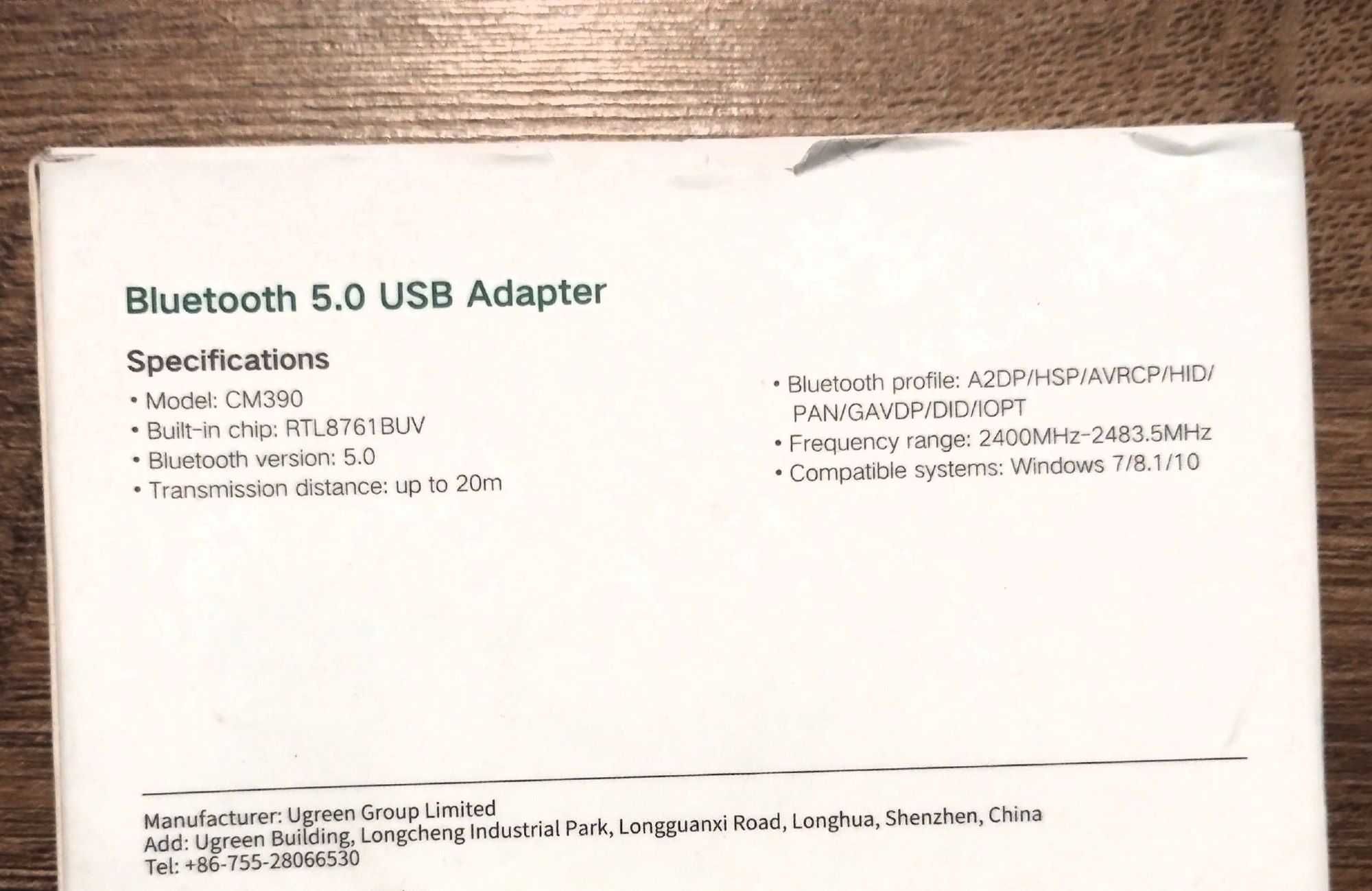 Adapter Bluetooth 5.0 UGREEN CM390  DO 30M