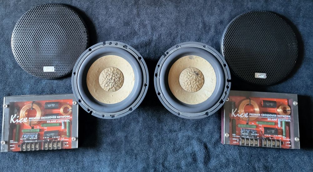 Głośniki woofery Kicx Pro6020 + zwrotnice + maskownice 200W