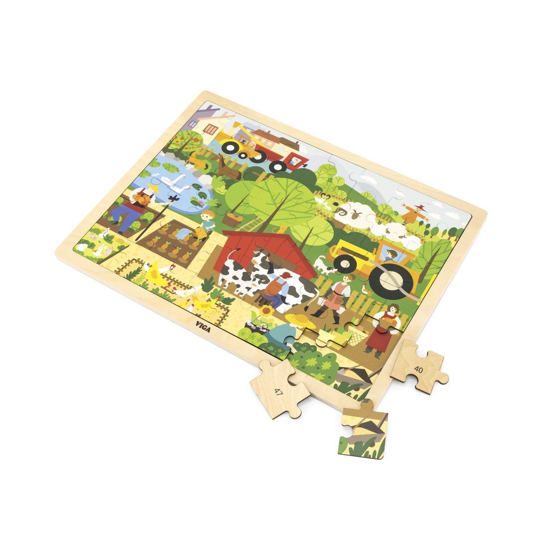 Viga 44588 Puzzle na podkładce 48 elementów - poznajemy farmę