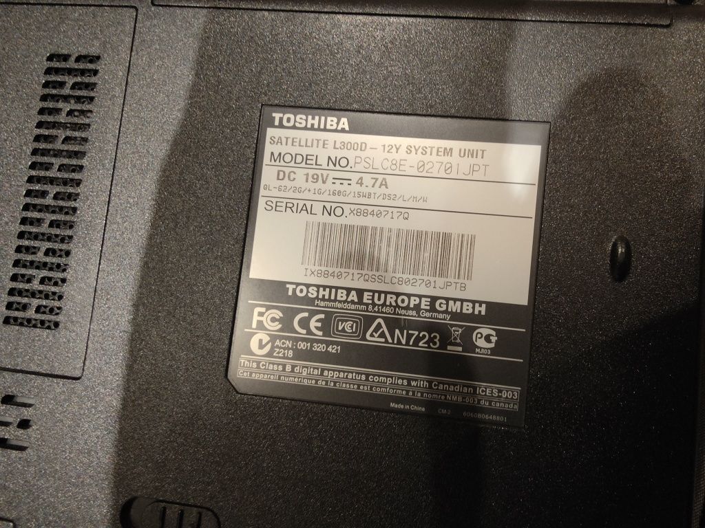 Toshiba satellite p/peças