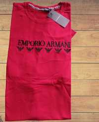Czerwony t-shirt Armani L/XL bawełna Emporio