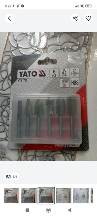 Набір із 6 фрезерних різців Yato YT-61711, новый. Олх доставкой...