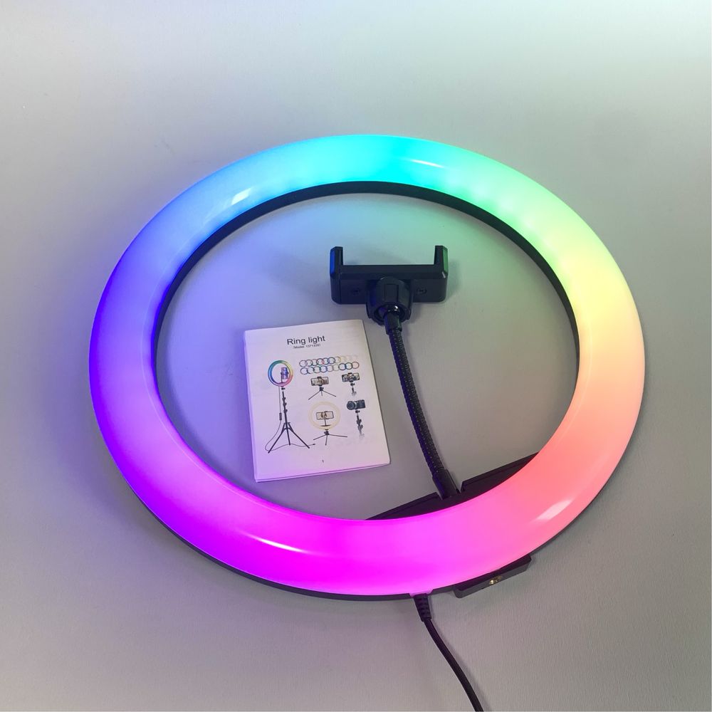 Кольцевая LED RGB лампа 33см с держателем для телефона