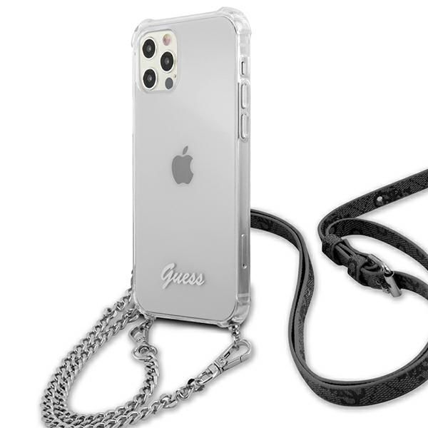 Guess Etui iPhone 12/12 Pro 6,1" Transparent 4G Silver Chain