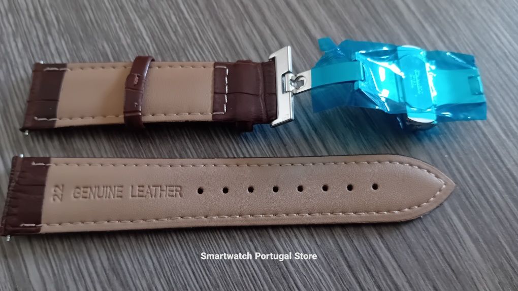 Bracelete em pele, fecho borboleta : Castanha escura
