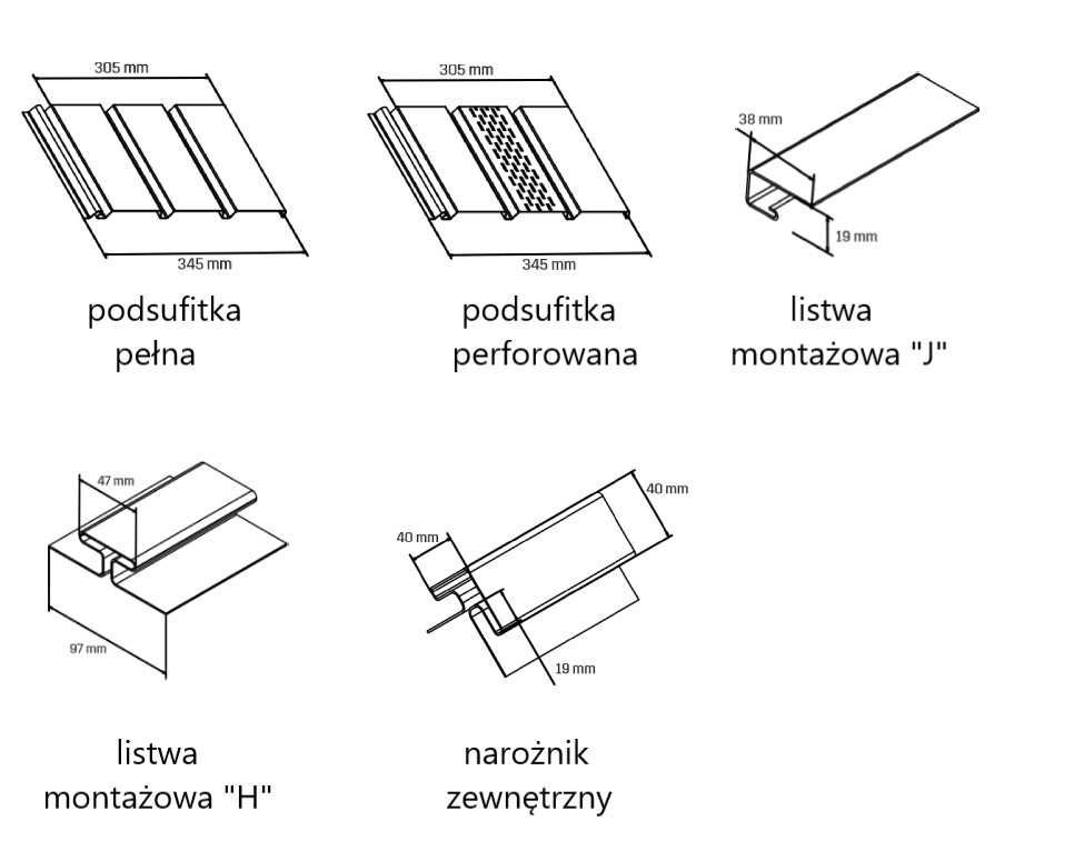 KROP PODSUFITKA PEŁNA PVC dł. 3 m drewnopodobna trzypanelowa