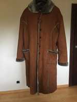Dwustronny płaszcz na zimę gruby ciepły brązowy