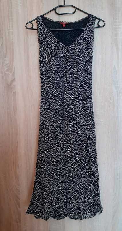 34 Sukienka letnia prosta midi czarna wzory unikat vintage retro