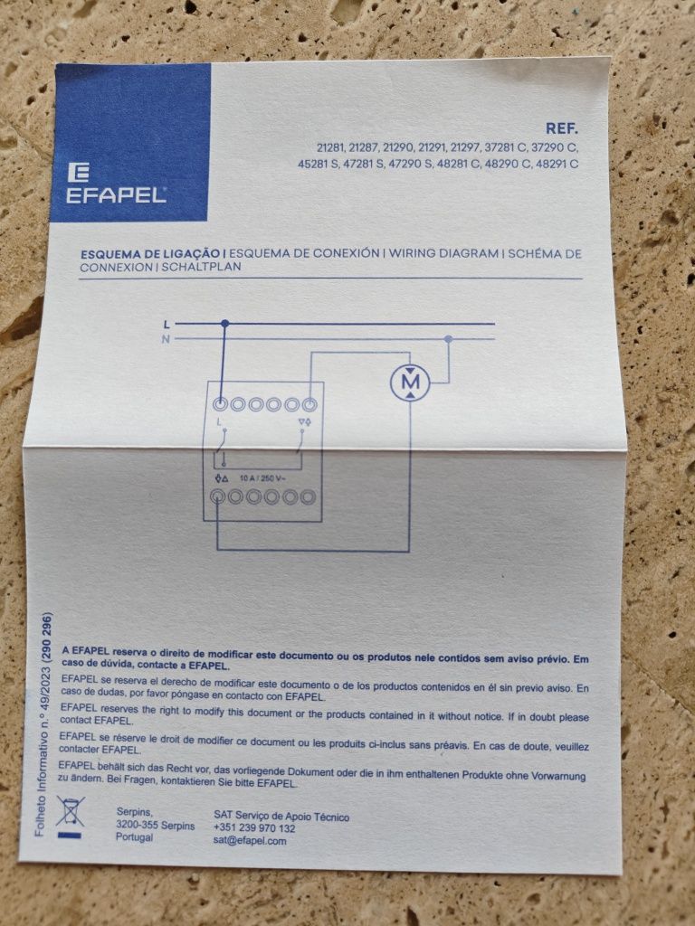 10 Comandos de estores eléctricos EFAPEL 21290