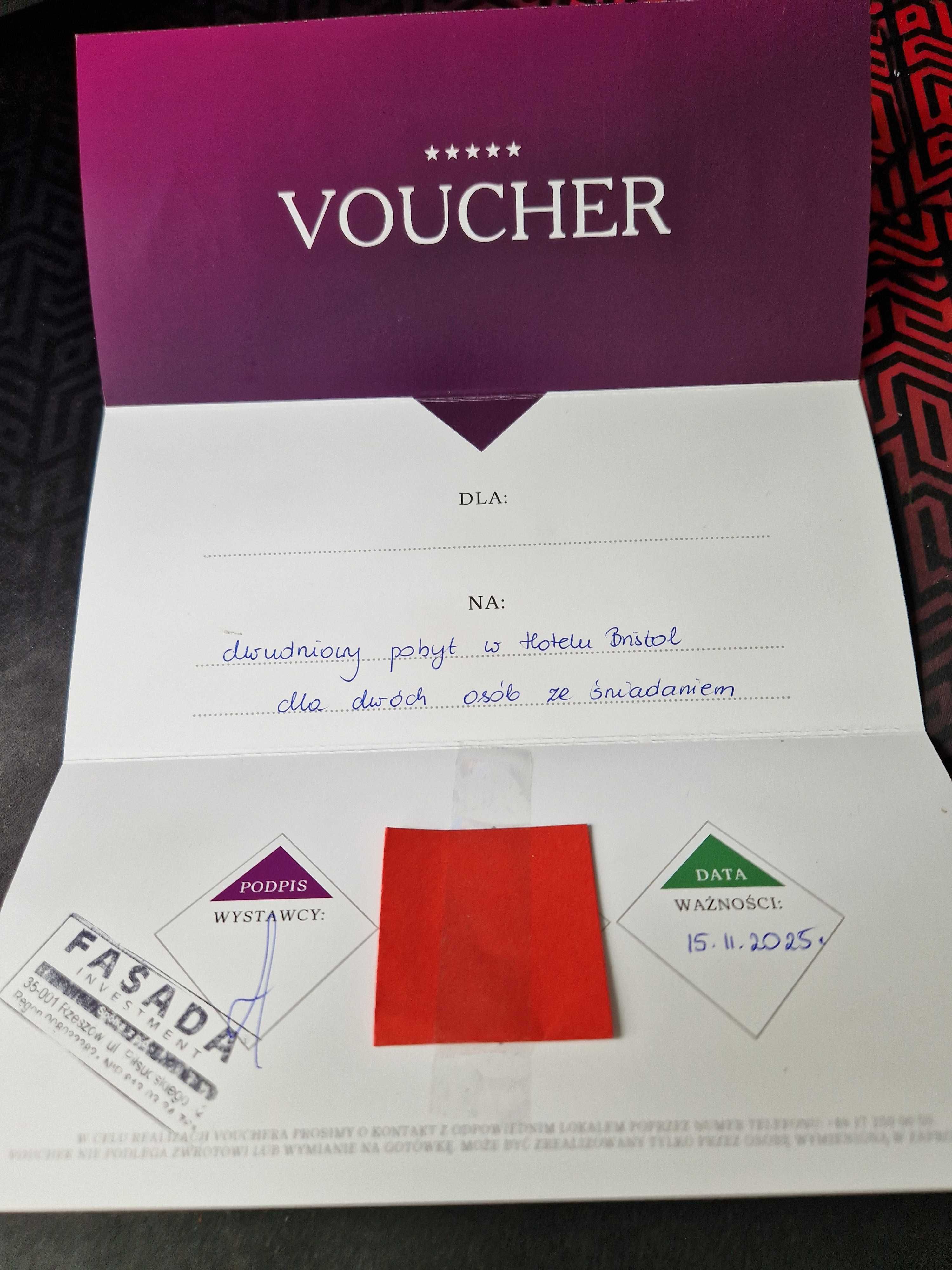 VOUCHER do 5 gwiazdkowego hotelu Bristol w Rzeszowie na 2 doby.