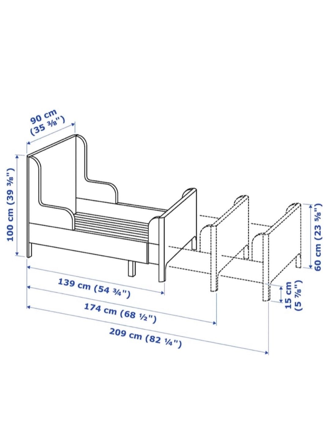 Busunge łóżko ikea rama rosnąca wraz z dzieckiem