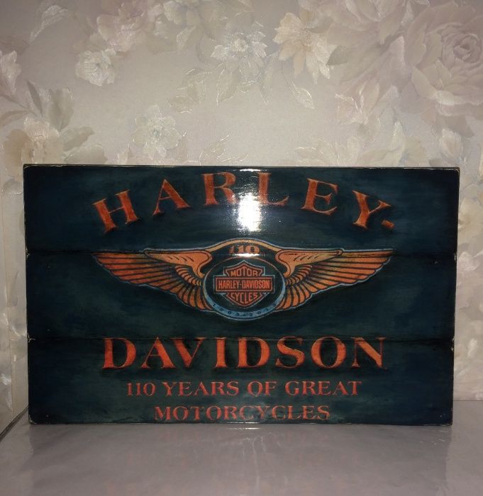 Подарок для мужчины Harley-Davidson картина лофт ключница вешалка Ха