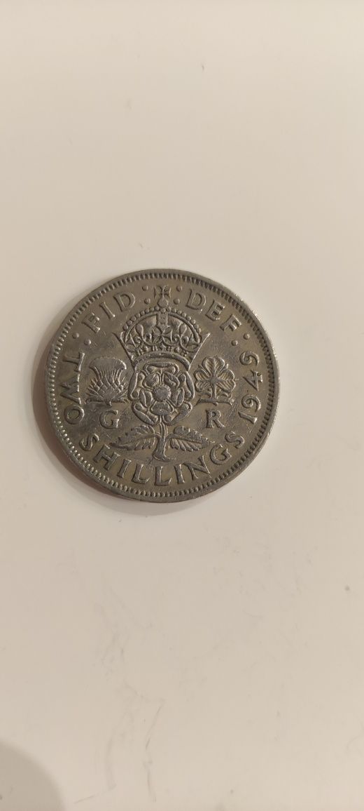 2 szylingi, two shillings, 1949, Jerzy VI, Wielka Brytania