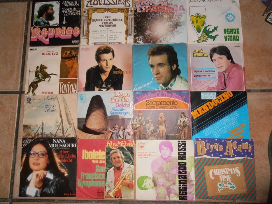 15 singles vinil-bryan adams,nana mouskouri,victor espadinha,rodrigo