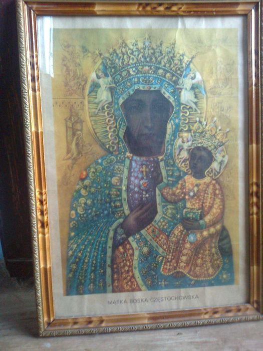 obraz stary duzy przepiekny Matka Boska Czestochowska unikat starocie