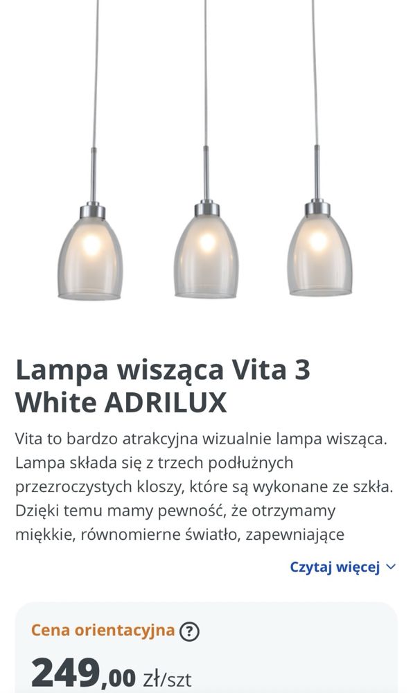 Lampa na trzy białe klosze
