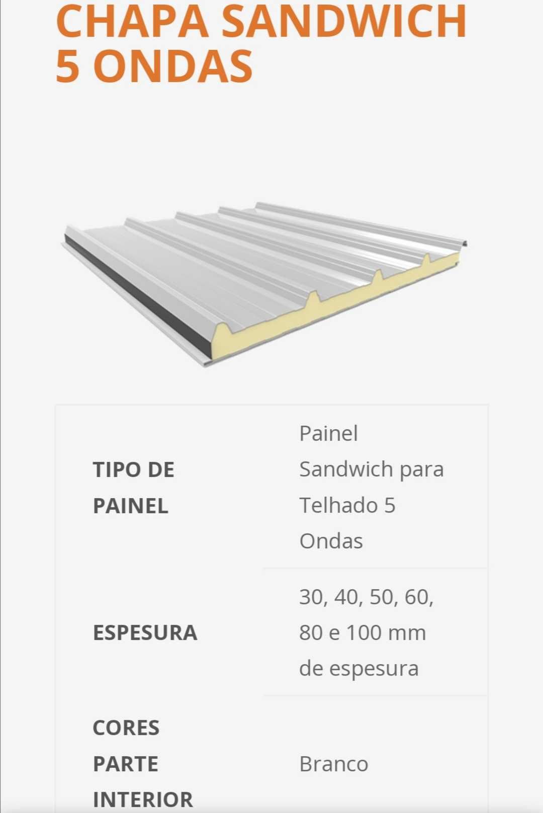 Painel sandwich vários modelos