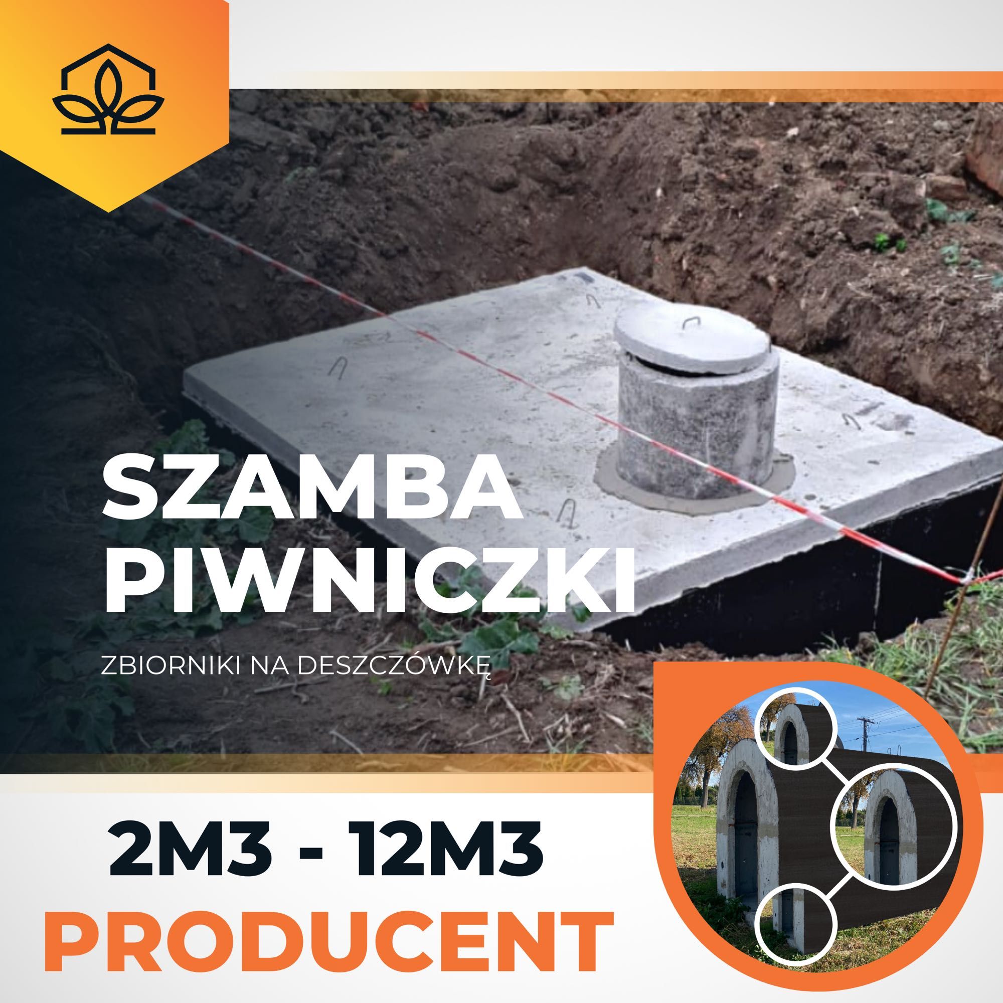 Zbiornik na deszczówkę wodę szambo szamba betonowe 10m3 Kanał Piwnica