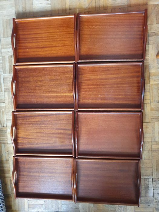 SUPER STAN Taca Butler Classic,DREWNO, mahoń, CRASTER, serwowanie,8szt