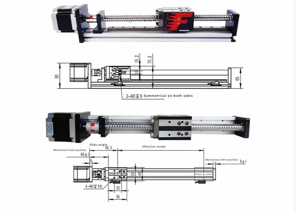 Prowadnica liniowa FUYU FSK40, CNC, śruba kulowa, z silnik krokowy Nem