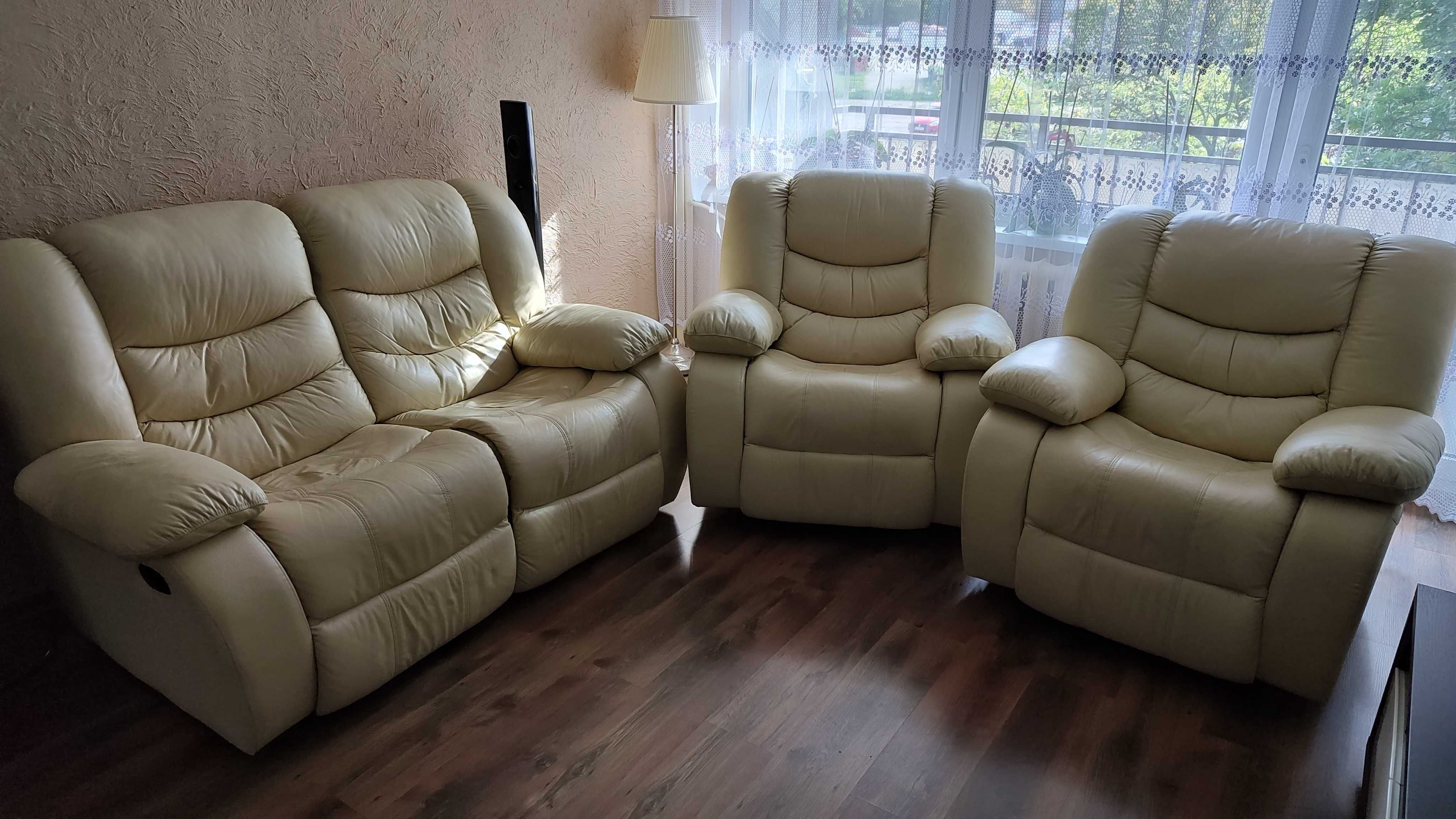 Sofa + fotele z funkcją relaks