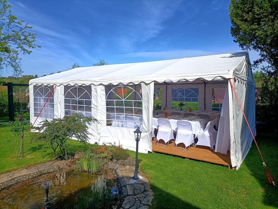 Wynajem namiotów - Wypożyczalnia stołów, krzeseł, podłogi, obrusów!