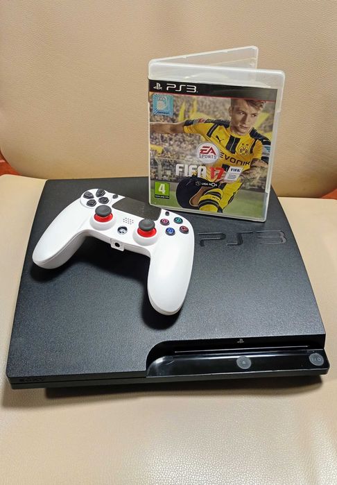 PS3 com comando e jogo