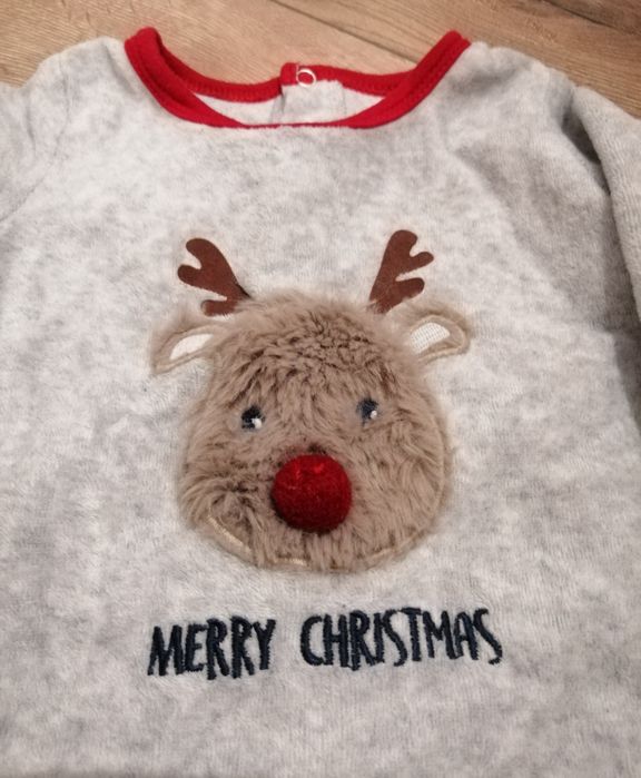 Pajacyk welurowy świąteczny renifer 80