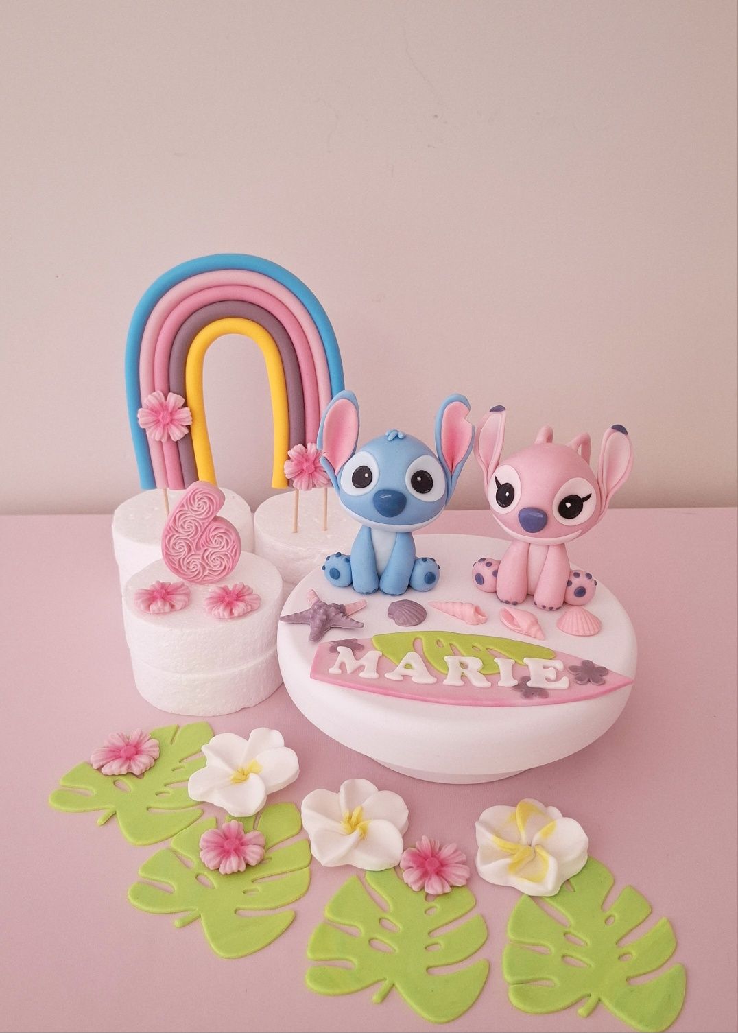 Stitch angel duży zestaw figurka z masy cukrowej na tort