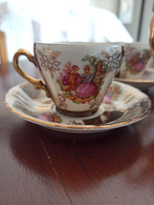 Serviço de café chinês para 6 pessoas em porcelana Lucky China