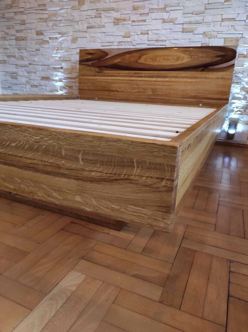 Łóżko Dębowe Lewitujące 160x200  żywica epoksydowa