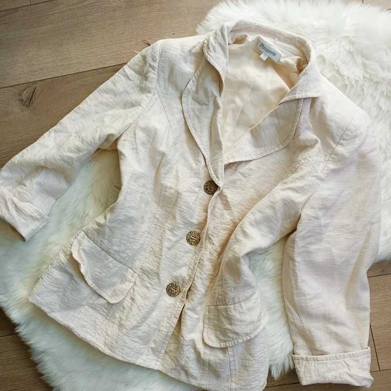 Kremowy żakiet marynarka vintage retro bawełna wiskoza S M